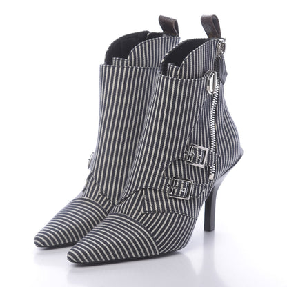 Louis Vuitton Canvas Striped Janet Ankle Boots 35 Black 3 of 8