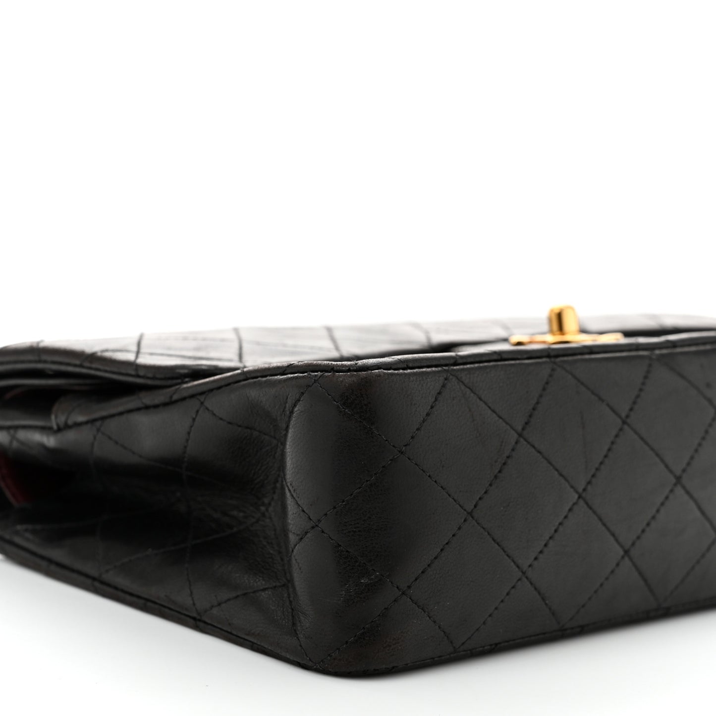 Lambskin Quilted Medium Double Flap Black