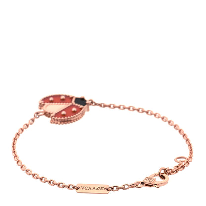 Van Cleef & Arpels 18K Rose Gold Carnelian Onyx Lucky Spring Open Wing Lady Bug Bracelet 2 of 5