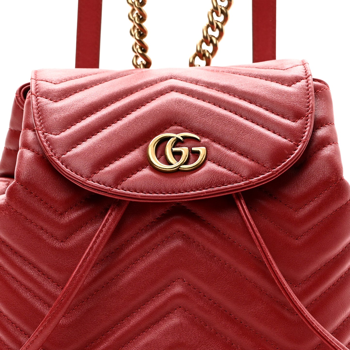 Calfskin Matelasse GG Marmont Flap Backpack Hibiscus Red