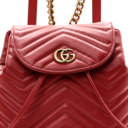 Gucci Calfskin Matelasse GG Marmont Flap Backpack Hibiscus Red 8 of 10