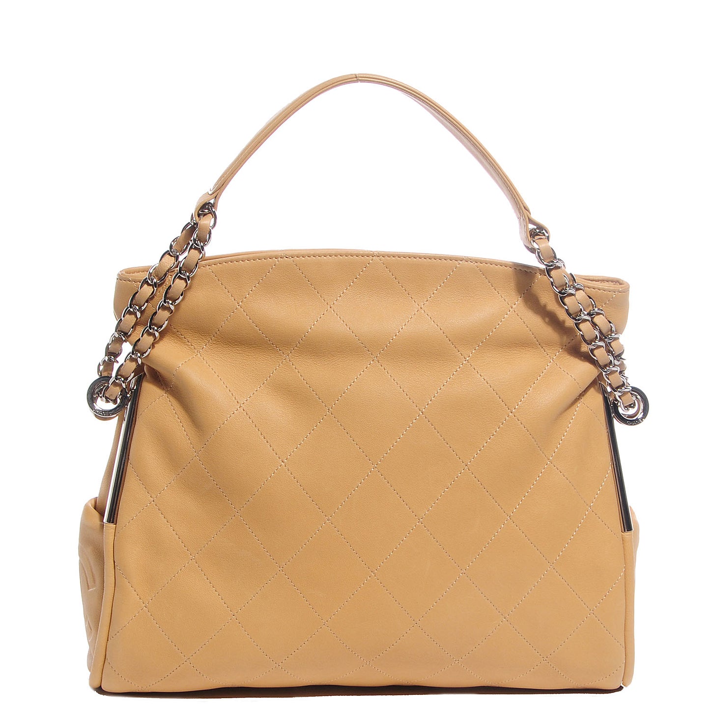 Lambskin Stitched Medium Ultimate Soft Tote Beige