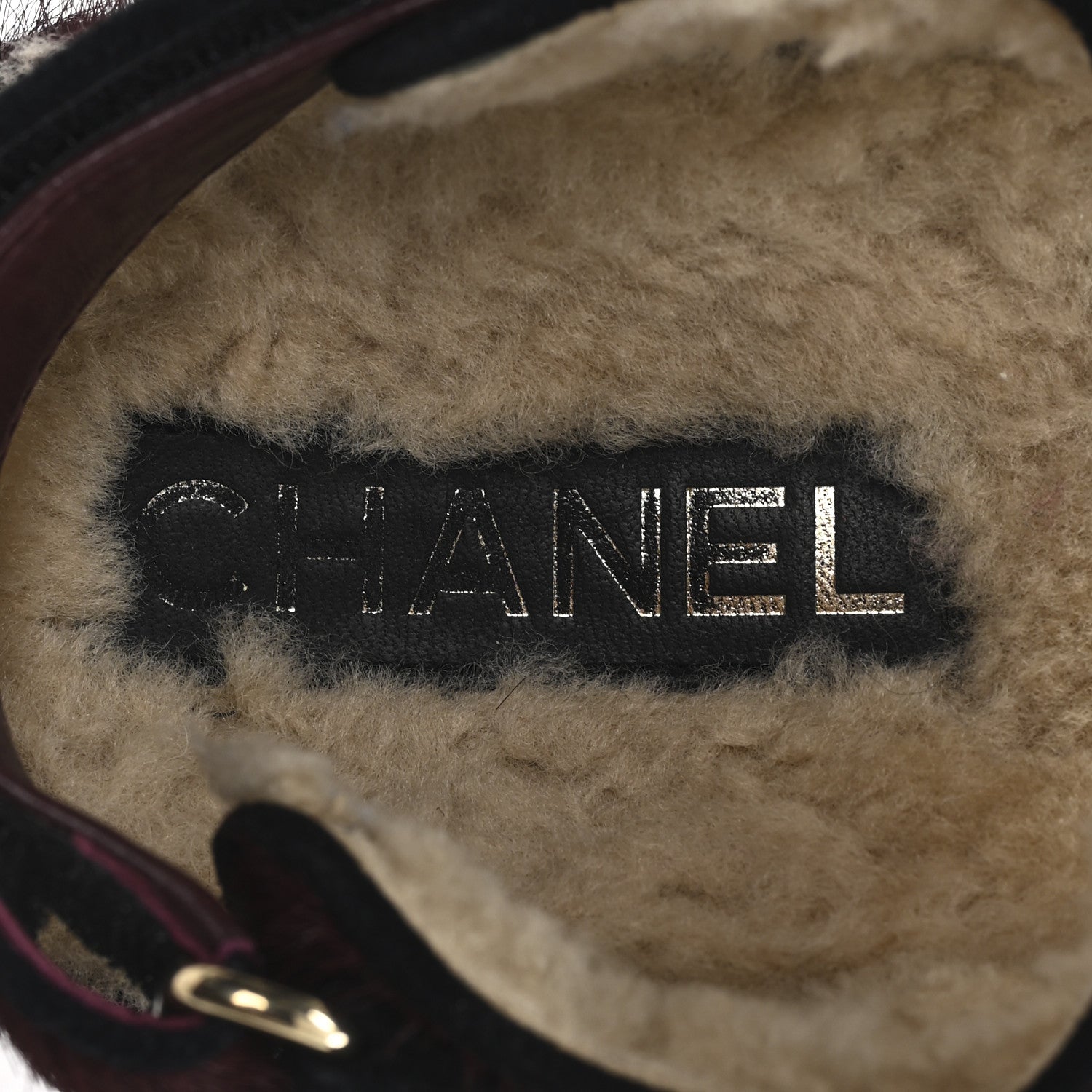 Chanel Calf Hair Suede Shearling Dad Sandals 36.5 Burgundy Black 8 of 9