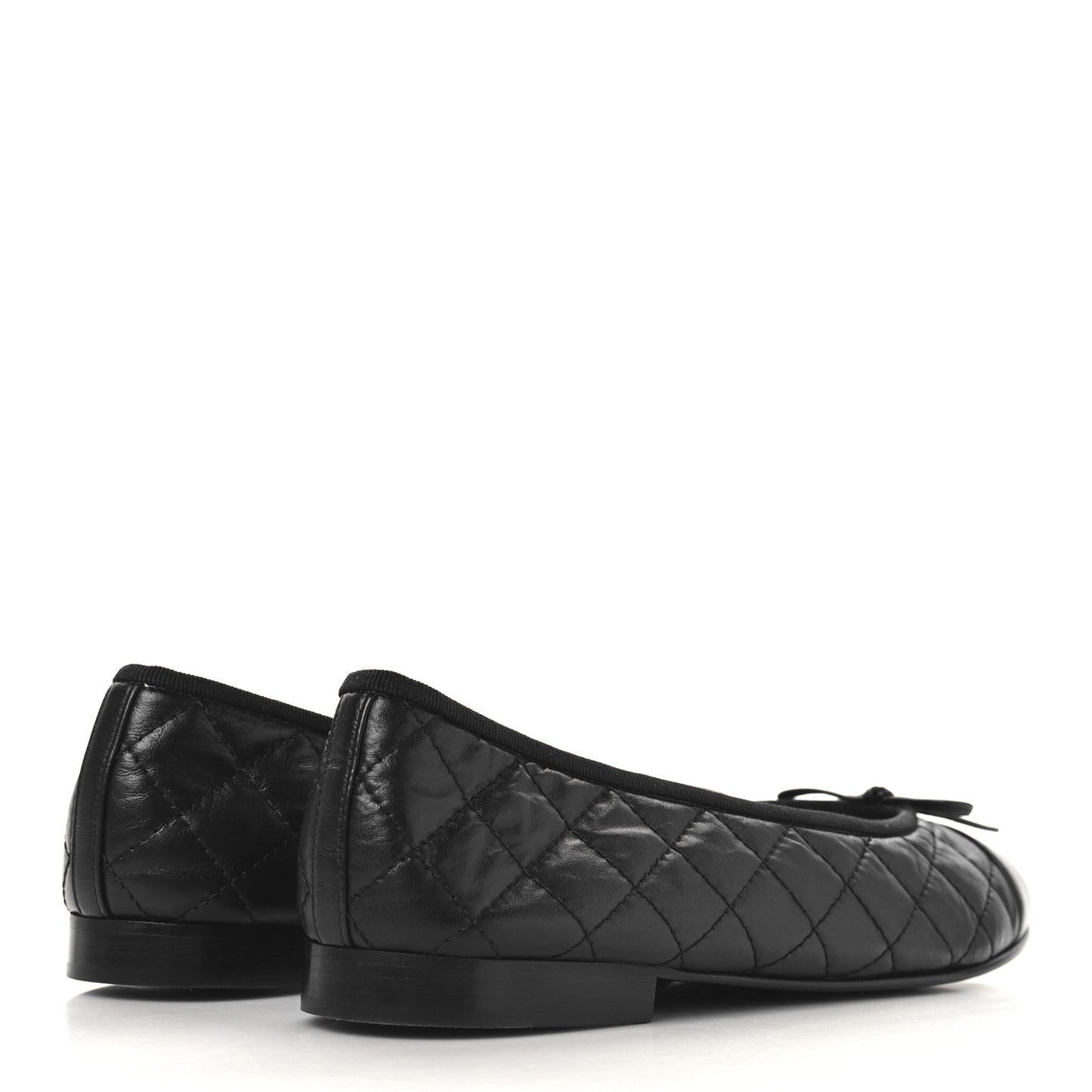 Aged Calfskin Quilted CC Cap Toe Ballerina Flats 40 Black