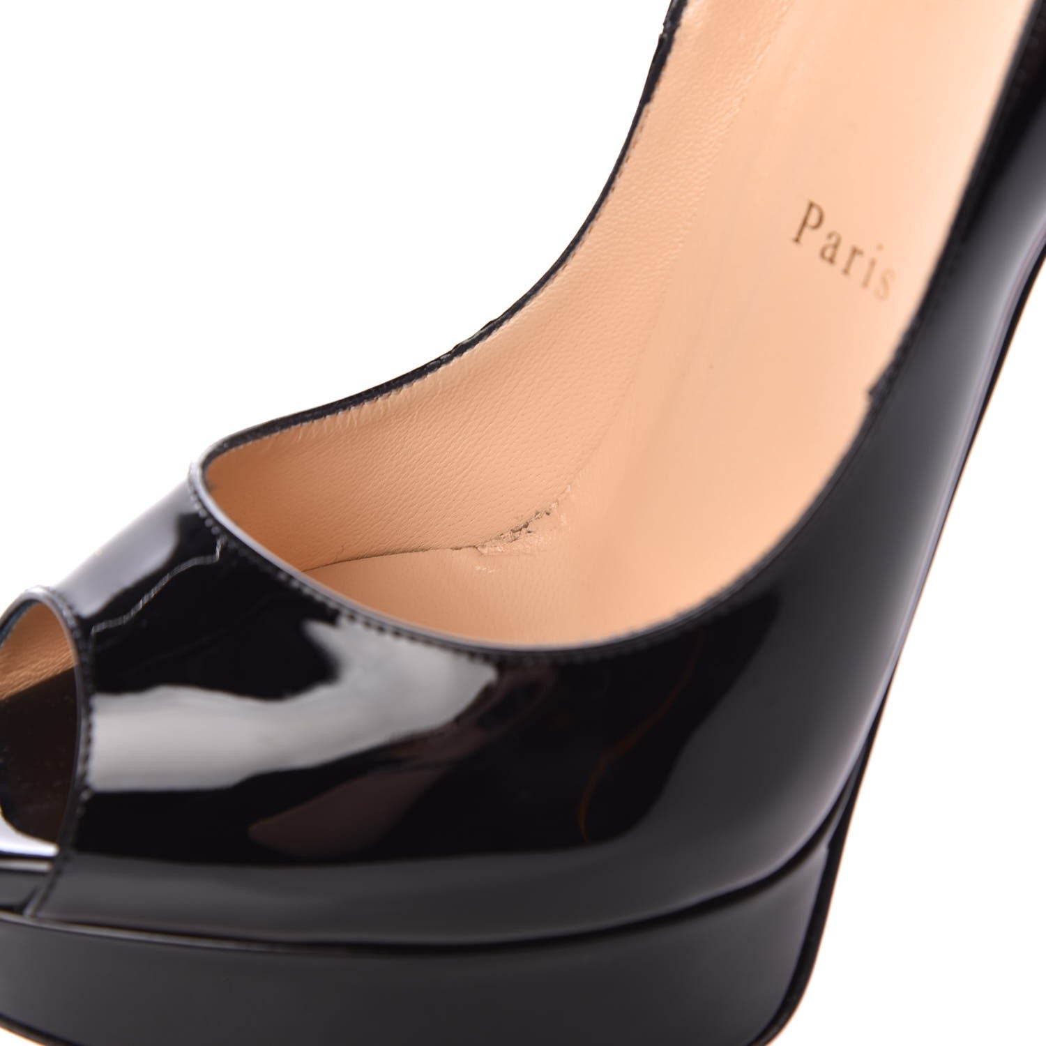 Christian Louboutin Patent Lady Peep 150 Pumps 39 Black 9 of 11
