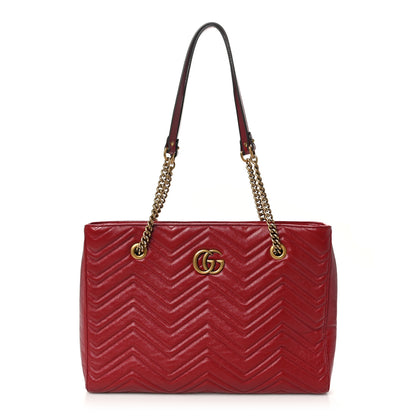 Gucci Azalea Calfskin Matelasse Medium GG Marmont Slim Tote Romantic Cerise 1 of 10