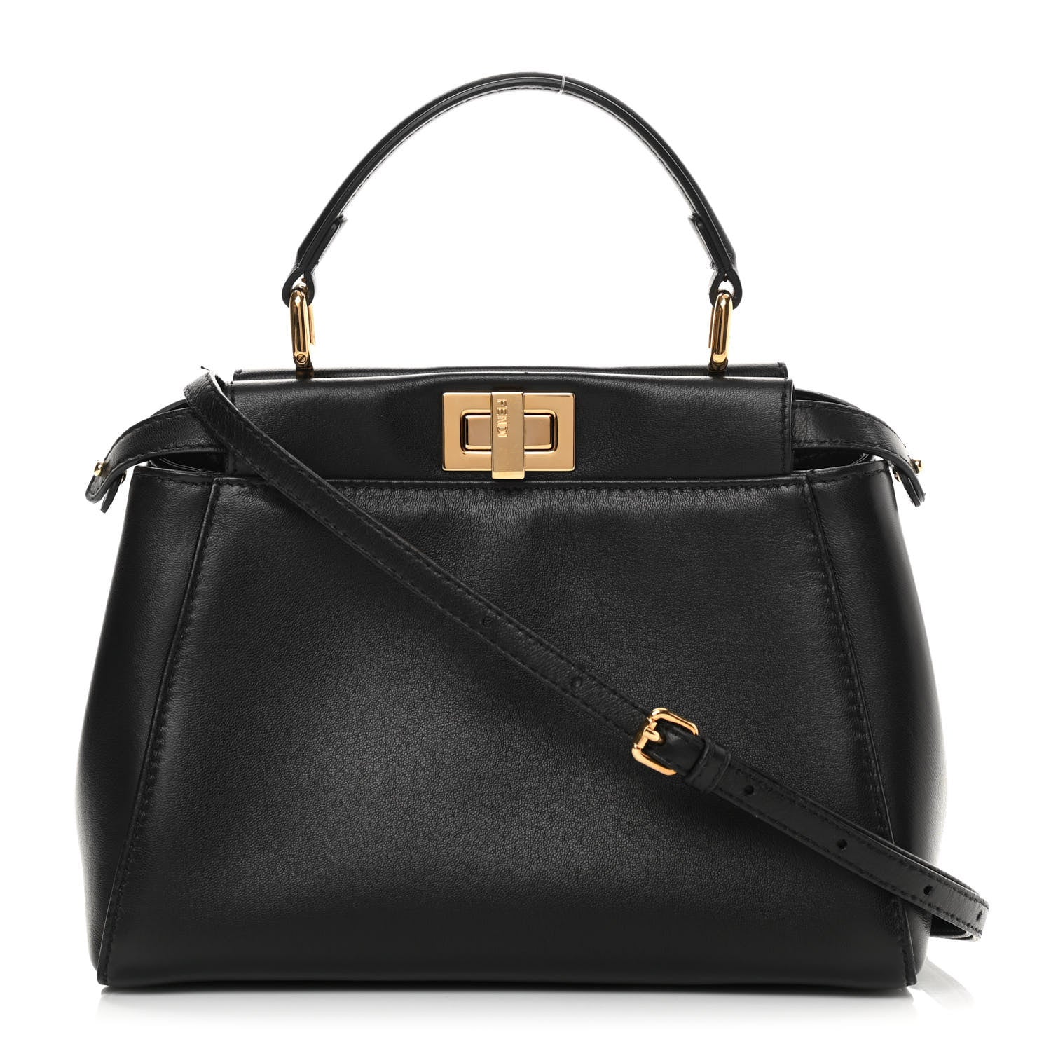 Fendi Nappa Mini Peekaboo Iconic Satchel Black 1 of 12