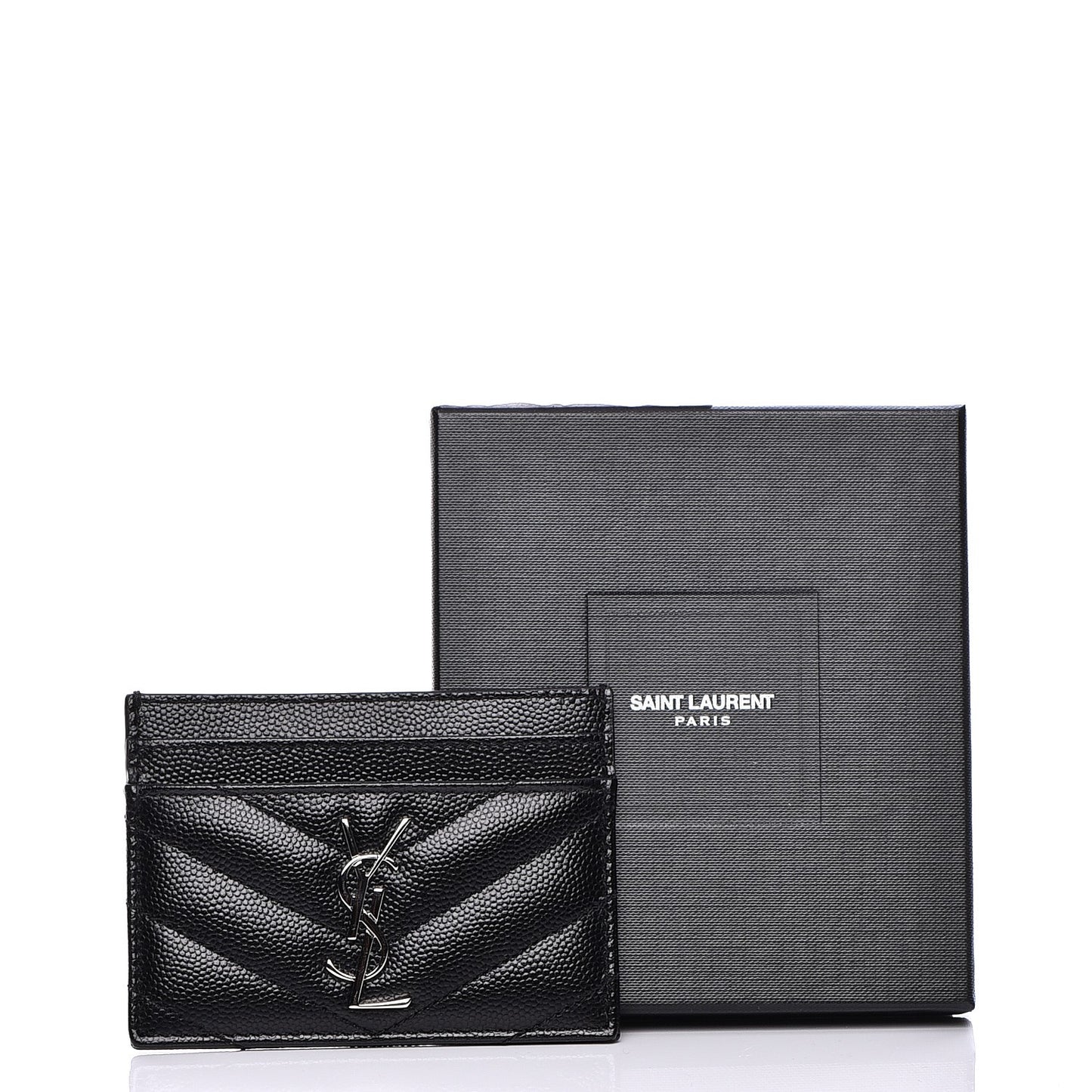 Grain De Poudre Matelasse Chevron Monogram Credit Card Case Black