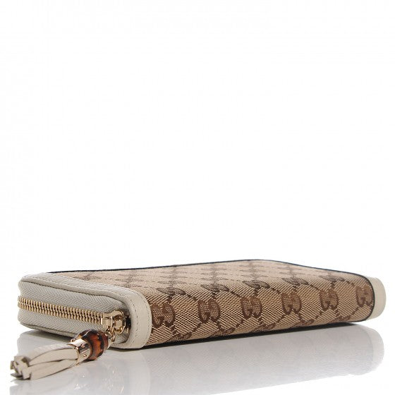 Gucci Monogram Bamboo Tassel Zip Around Wallet Off White 4 of 16