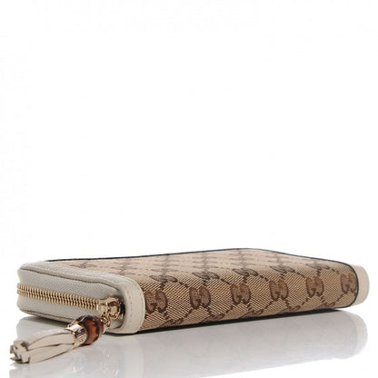 Gucci Monogram Bamboo Tassel Zip Around Wallet Off White 4 of 16