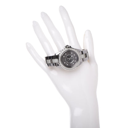 Chanel Titanium Ceramic Diamond Pave Bezel 33mm J12 Quartz Watch 2 of 7