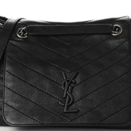 Saint Laurent Pebbled Lambskin Chevron Monogram Large Nolita Black 7 of 11