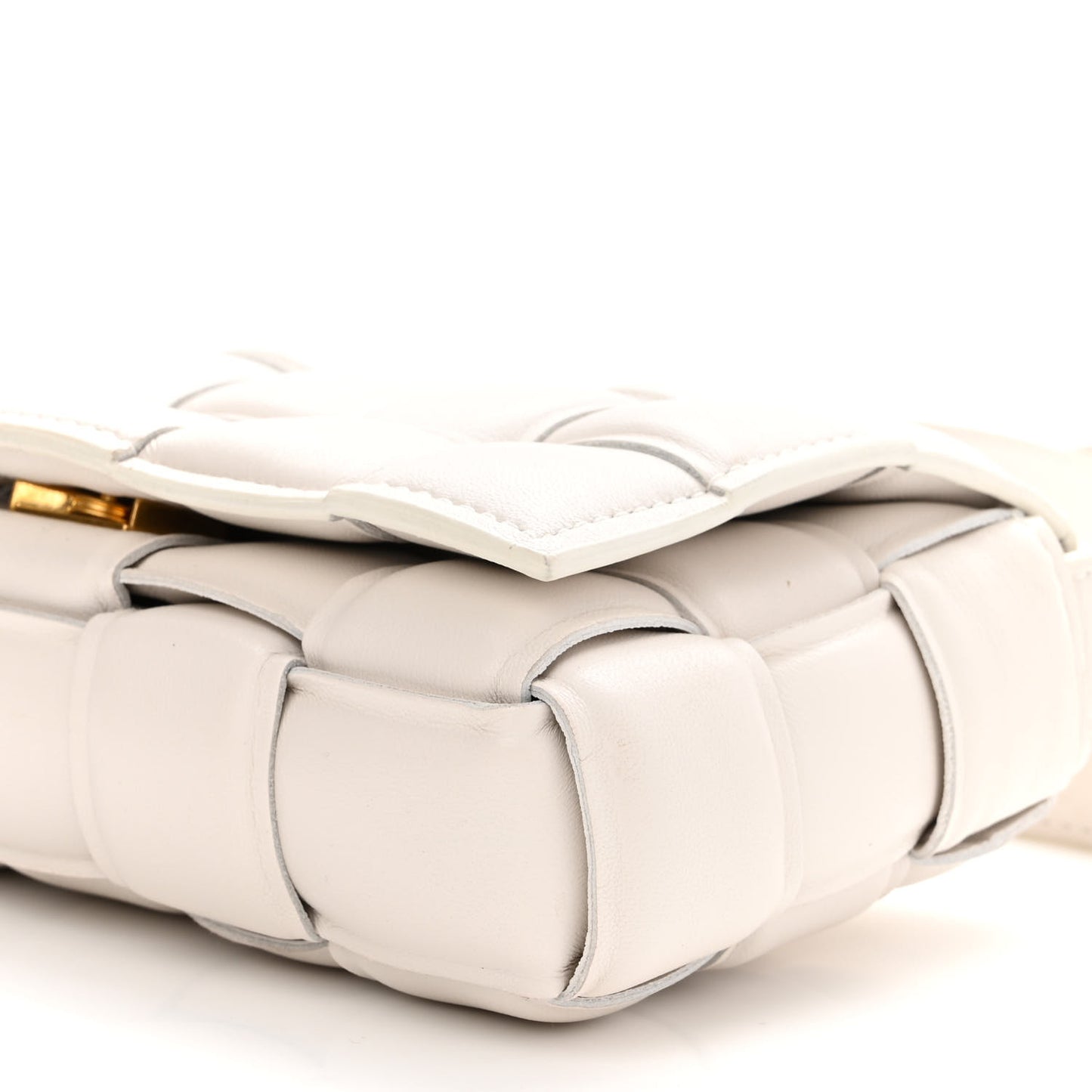 Nappa Maxi Intreccio Small Padded Cassette Crossbody Bag White