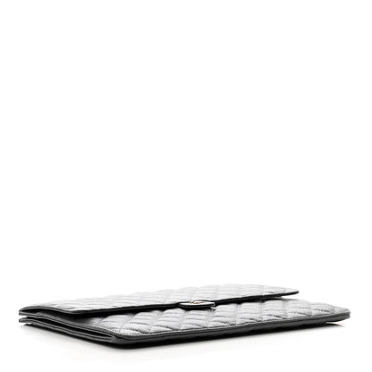 Chanel Caviar Quilted Large Flap Zip Clutch Grey 4 of 9