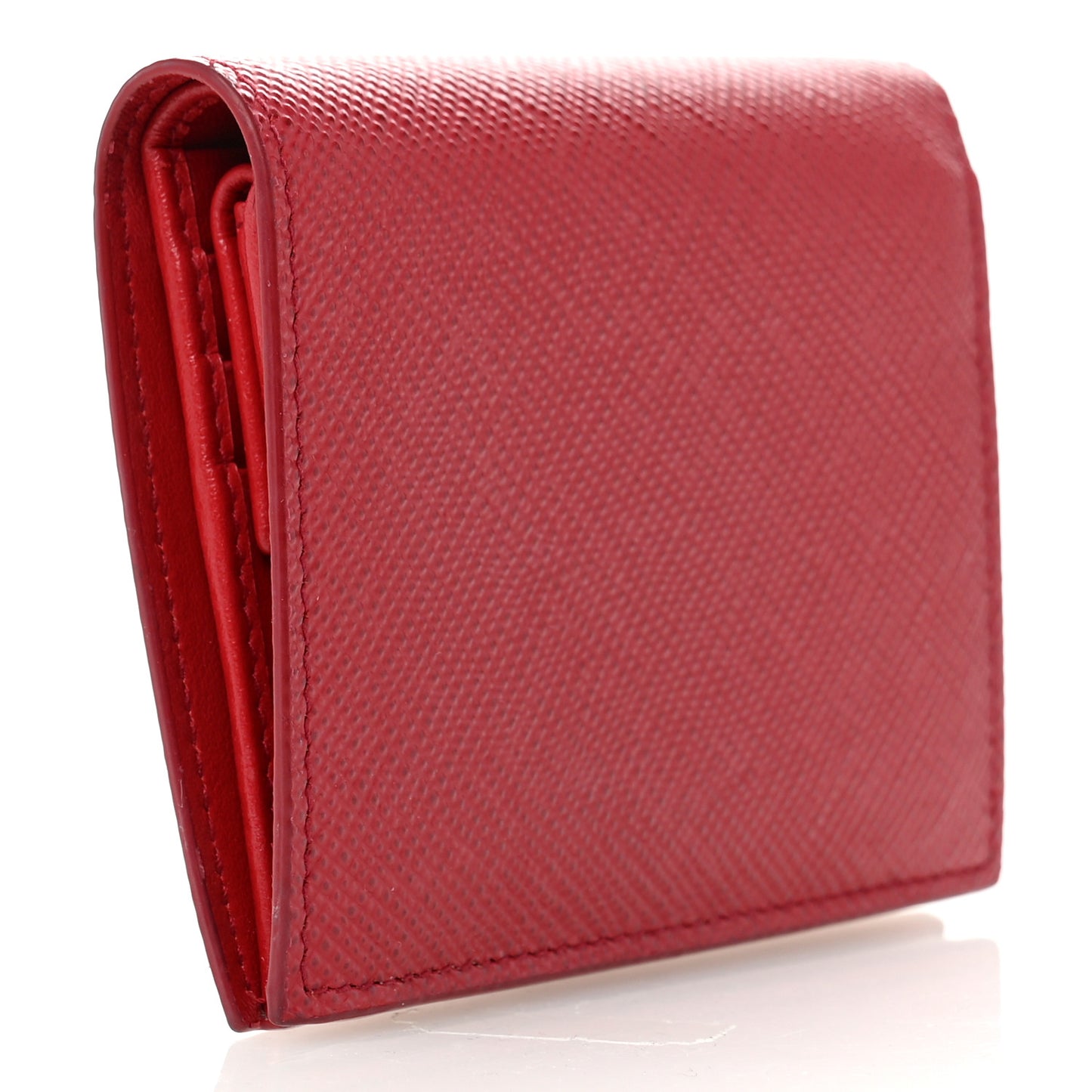 Saffiano Metal Compact Snap Bi-Fold Wallet  Fuoco