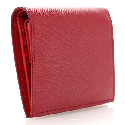 Prada Saffiano Metal Compact Snap Bi-Fold Wallet  Fuoco 2 of 6