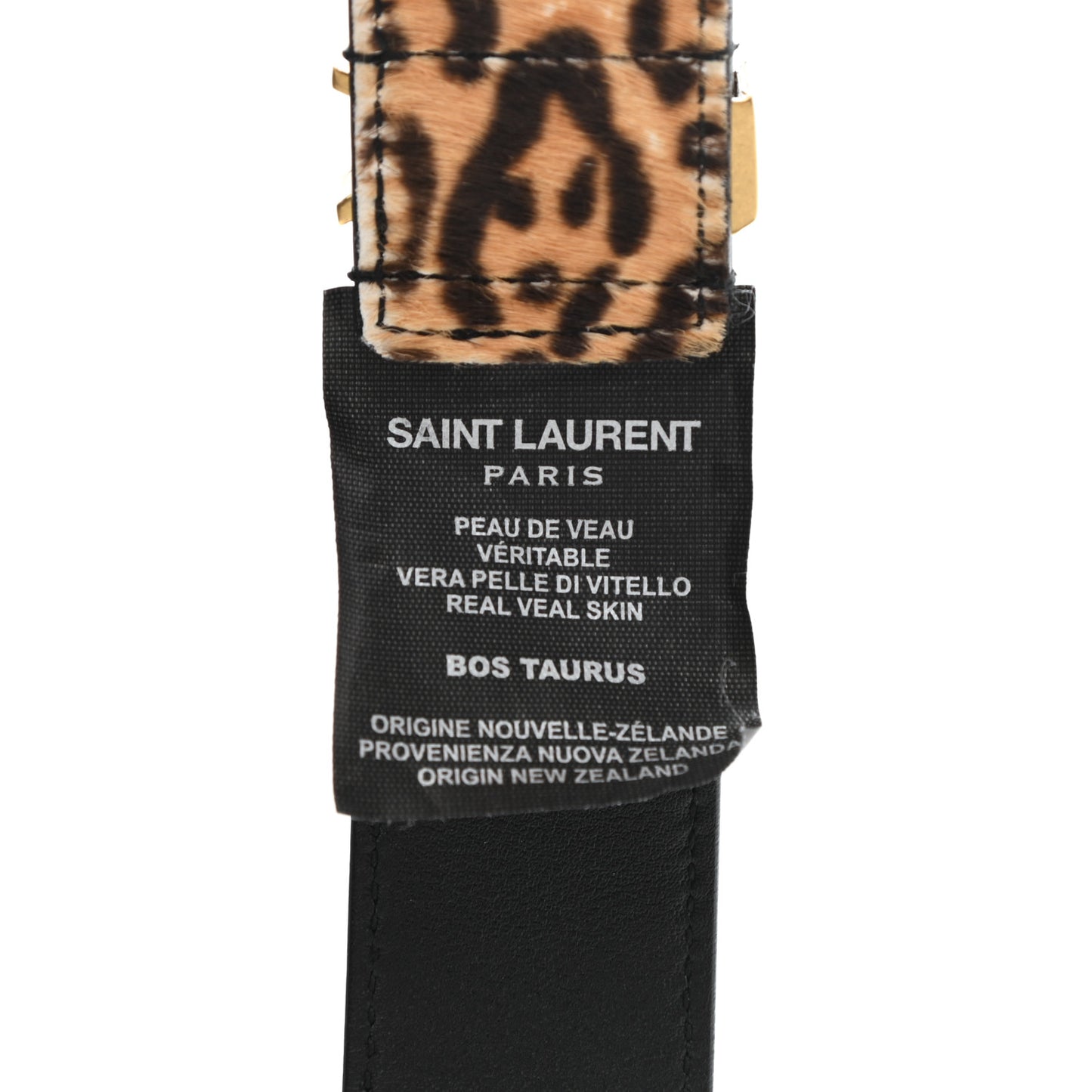 Calf Hair Leopard Print Monogram Square Buckle Belt 85 34 Brown