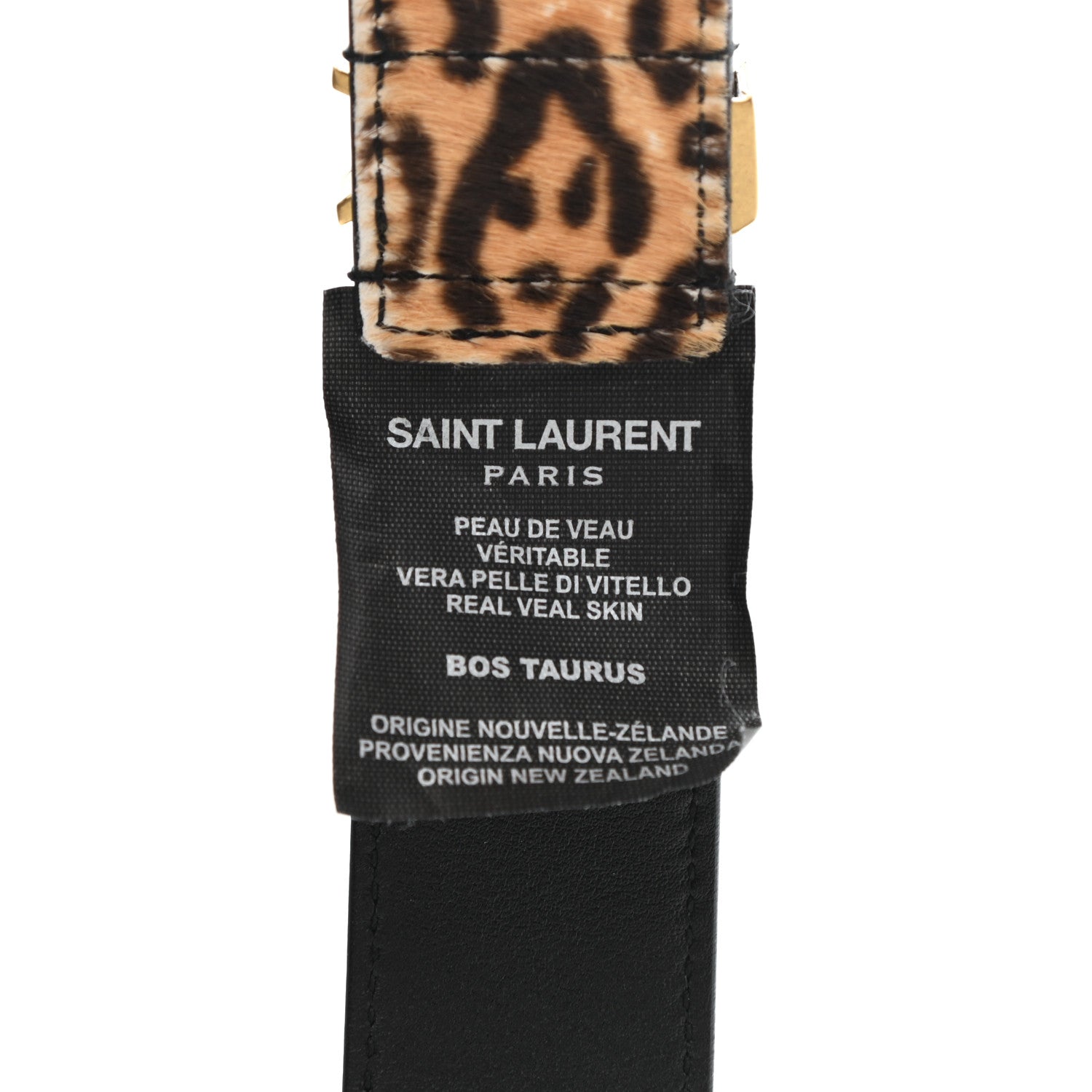 Saint Laurent Calf Hair Leopard Print Monogram Square Buckle Belt 85 34 Brown 6 of 7