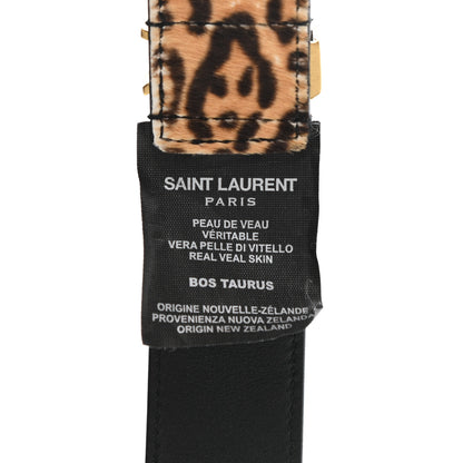 Saint Laurent Calf Hair Leopard Print Monogram Square Buckle Belt 85 34 Brown 6 of 7