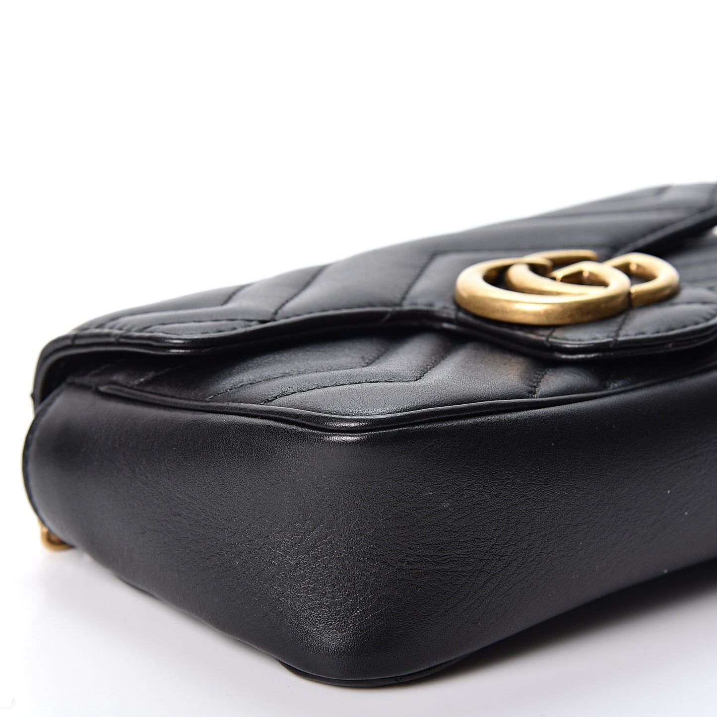 Calfskin Matelasse Super Mini GG Marmont Shoulder Bag Black