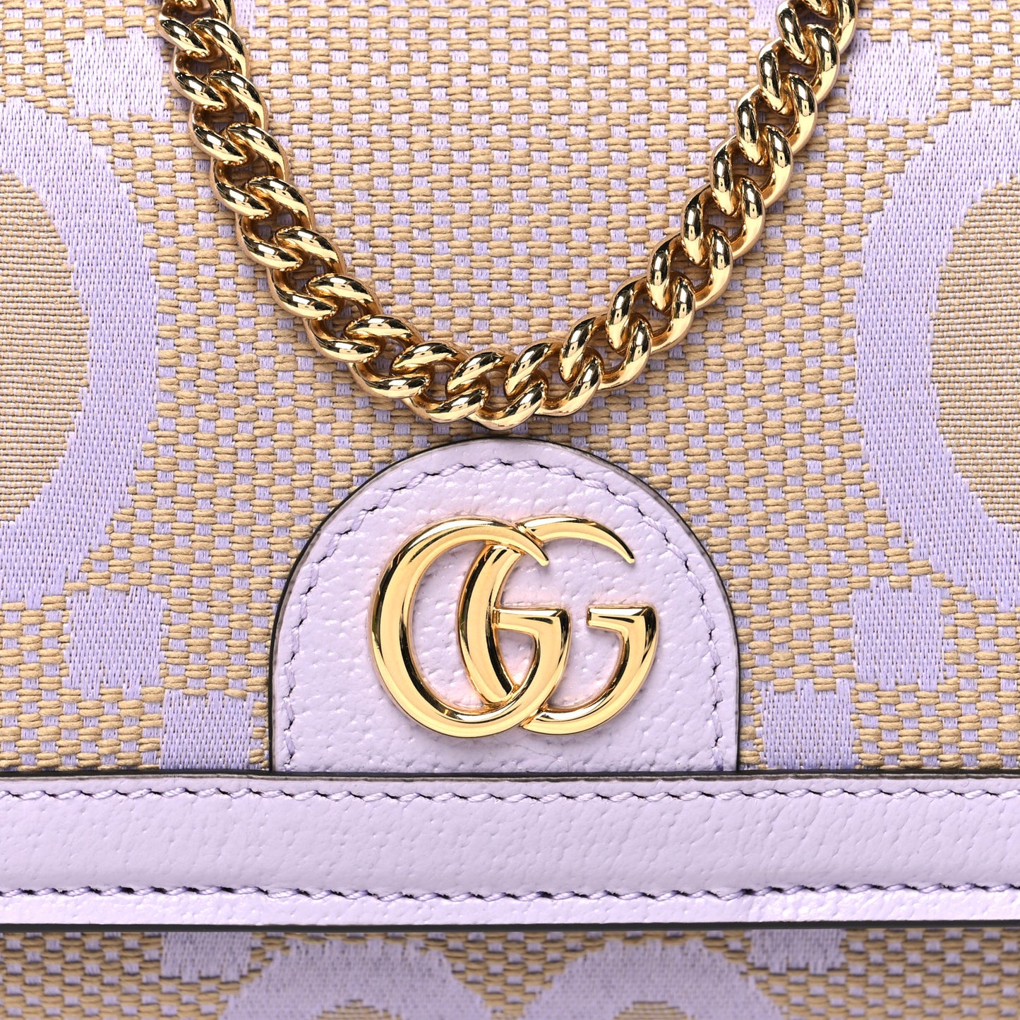 Monogram Jumbo GG Textured Dollar Calfskin Ophidia Continental Wallet On Chain Beige Lapis
