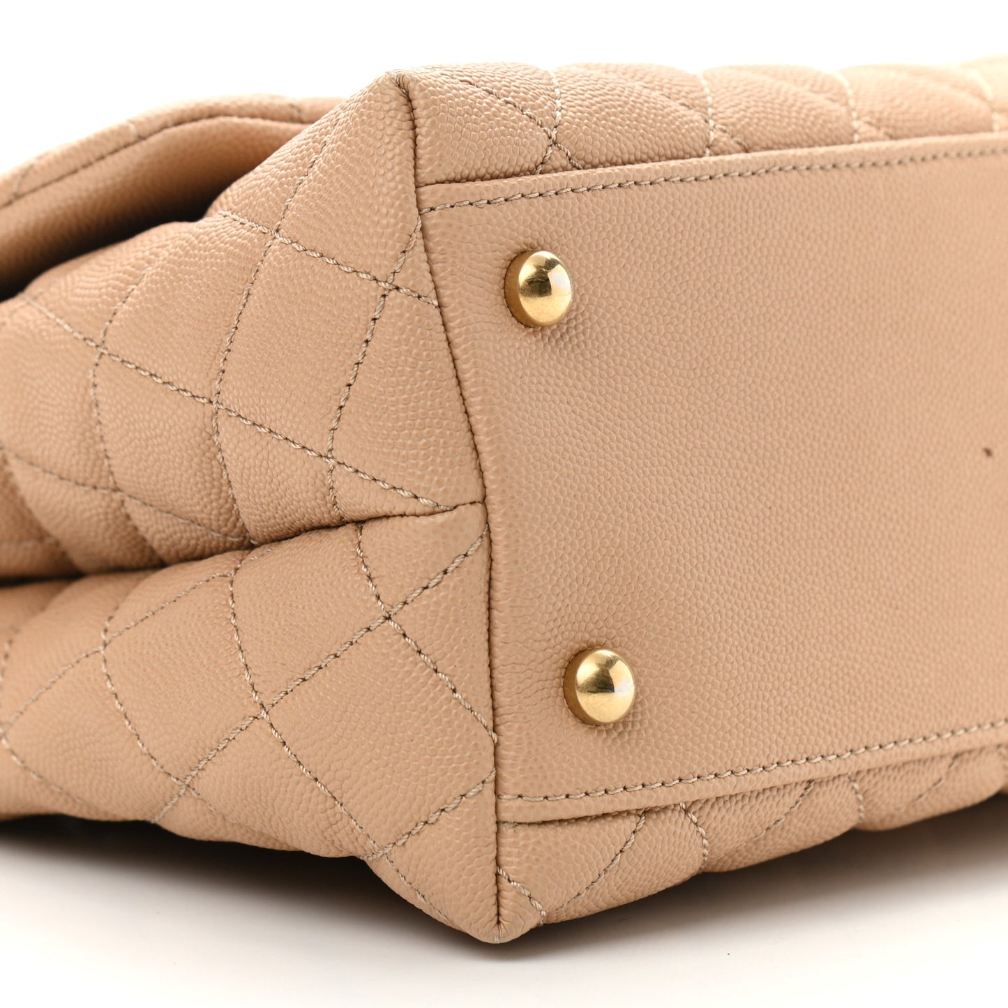 Caviar Lizard Embossed Quilted Small Coco Handle Flap Beige
