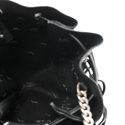 Saint Laurent Calfskin Fringe Monogram Mini Bourse Bucket Bag Black 5 of 11