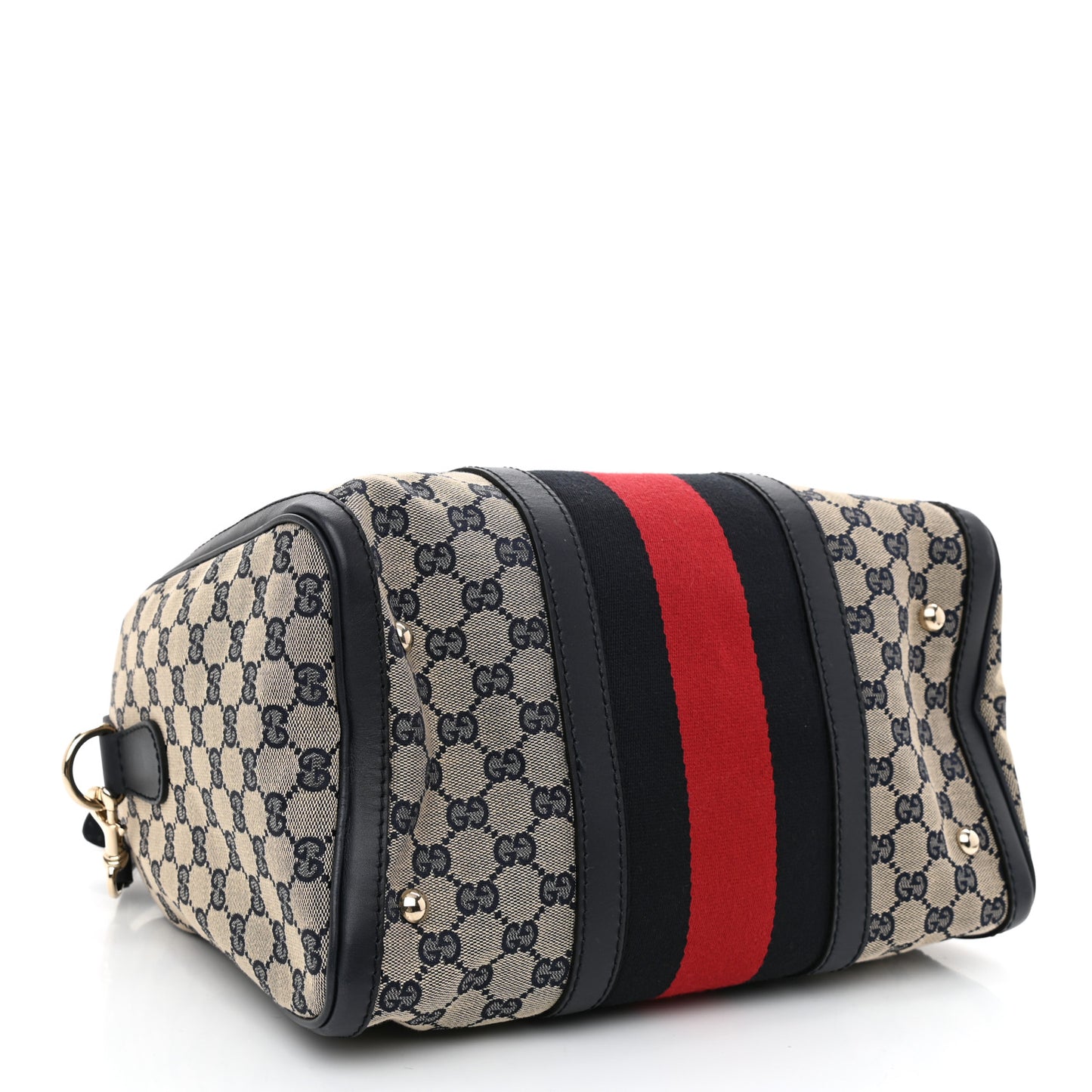 Monogram Selleria Calfskin Vintage Web Medium Boston Beige Blue