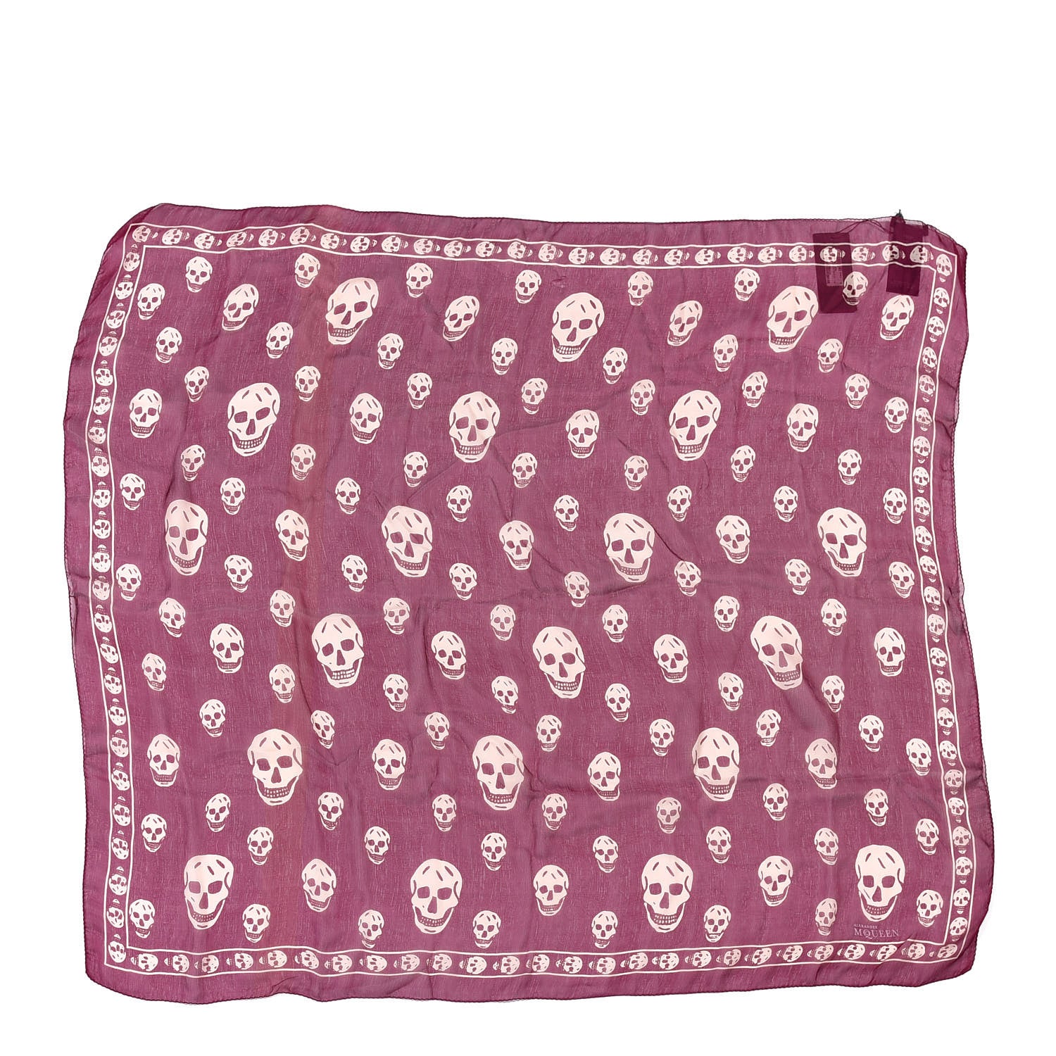 Alexander McQueen Silk Chiffon Skull Scarf Purple White 1 of 3