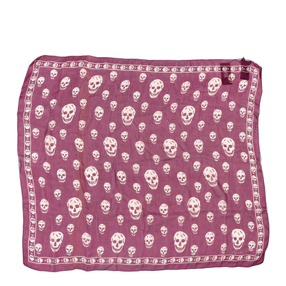 Alexander McQueen Silk Chiffon Skull Scarf Purple White 1 of 3