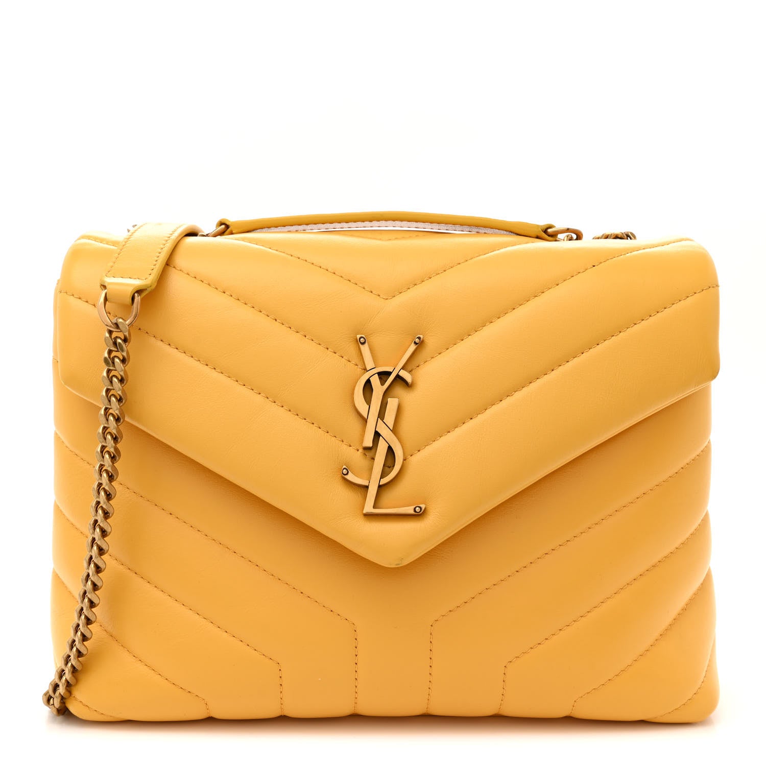 Saint Laurent Calfskin Y Quilted Monogram Small Loulou Chain Satchel Cheddar 1 of 13