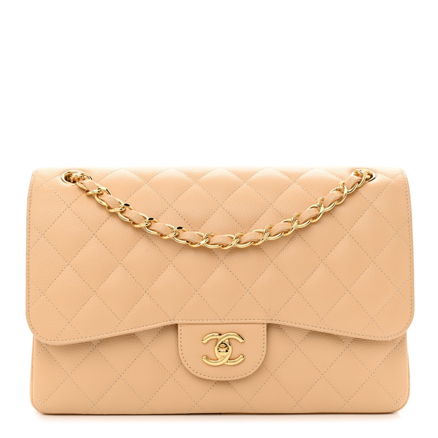Chanel Caviar Quilted Jumbo Double Flap Beige 1 of 11