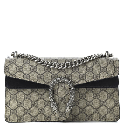 Gucci GG Supreme Monogram Suede Crystal Small Dionysus Shoulder Bag Beige Ebony Black 1 of 10