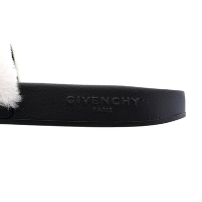 Givenchy Shearling Womens Logo Womens Pool Slides Sandals 39 White Black 7 of 10
