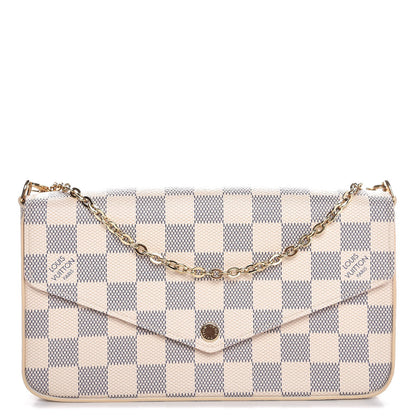 Louis Vuitton Damier Azur Pochette Felicie Chain Wallet Rose Ballerine 1 of 10