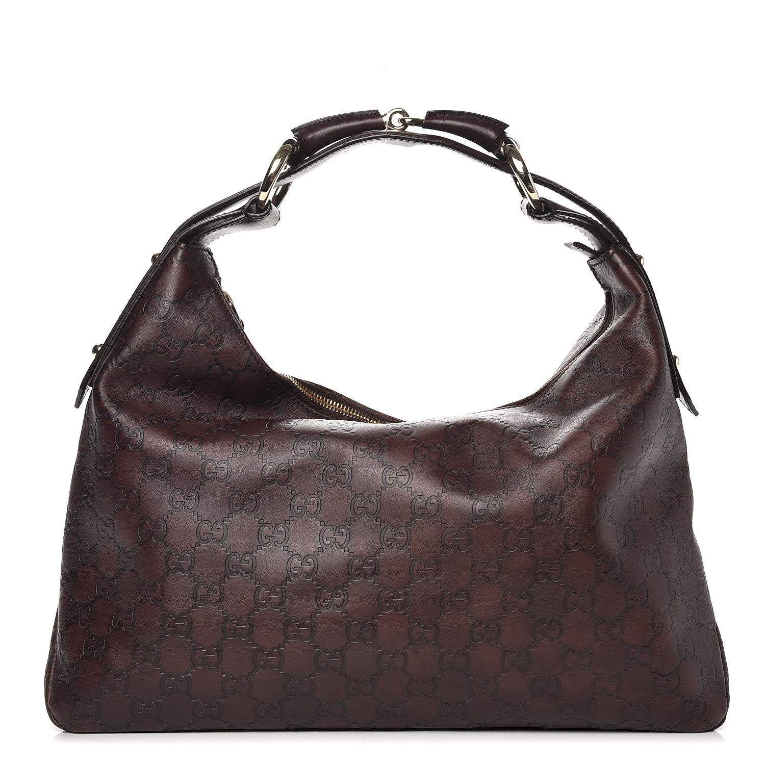 Gucci Guccissima Medium Horsebit Chain Hobo Dark Brown 1 of 11