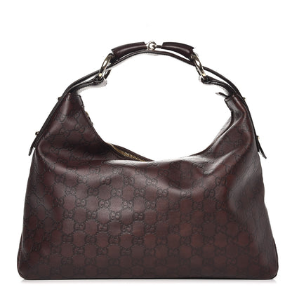 Gucci Guccissima Medium Horsebit Chain Hobo Dark Brown 1 of 11