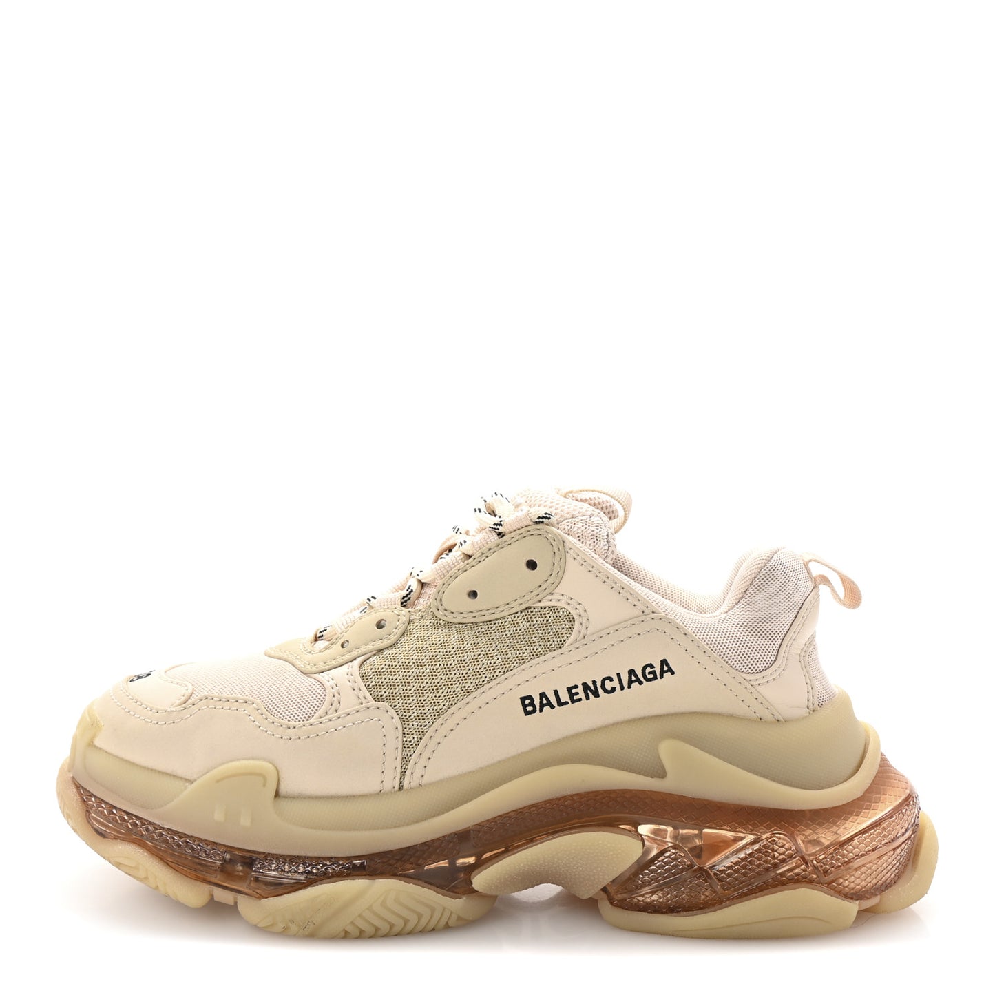 Fabric Mesh Clear Sole Womens Triple S Sneakers 38 Beige