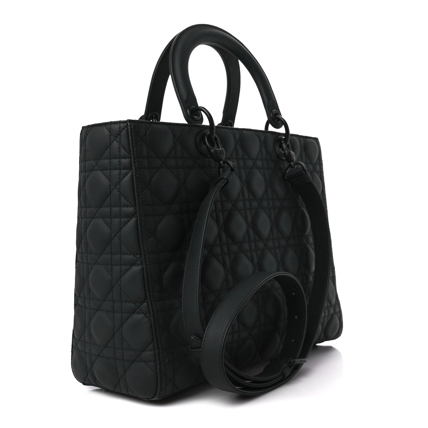 Ultra Matte Calfskin Cannage Large Lady Dior Black