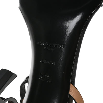 Saint Laurent Calfskin Cassandra 85 Sandals 37.5 Black Gold Brown 7 of 9
