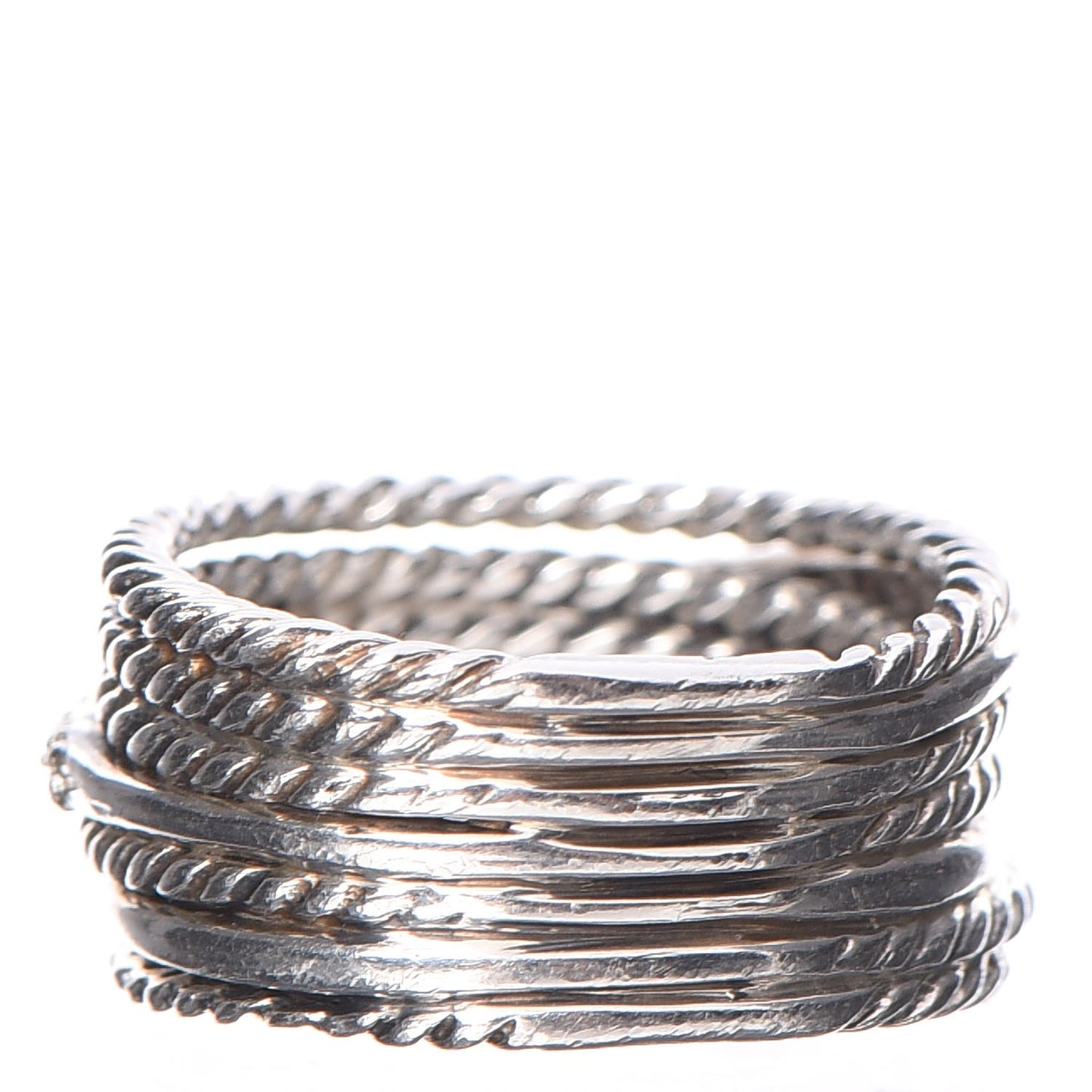 Sterling Silver Diamond 11mm Wide Crossover Cable Ring 53 6.5