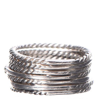 David Yurman Sterling Silver Diamond 11mm Wide Crossover Cable Ring 53 6.5 4 of 5