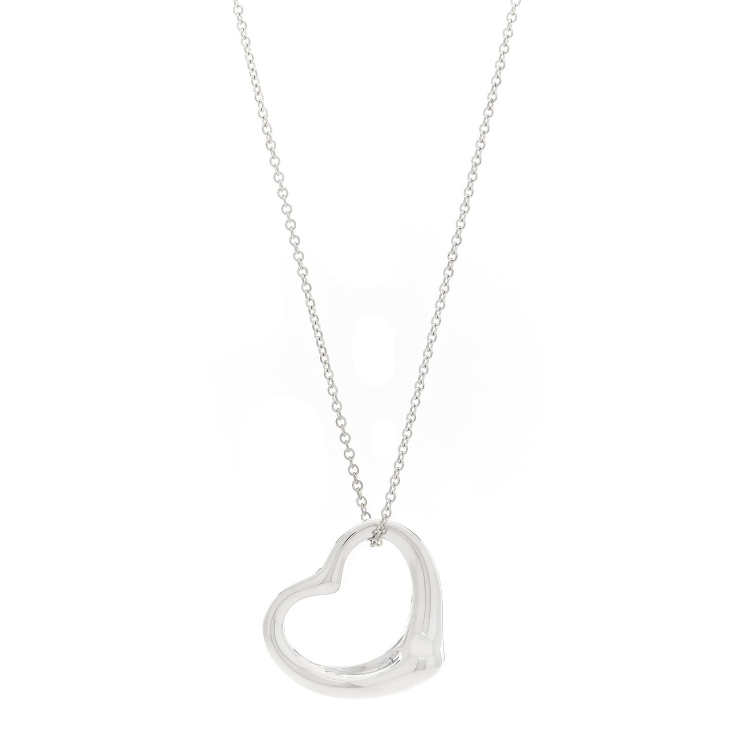 Sterling Silver 27mm Elsa Peretti Open Heart Pendant Necklace