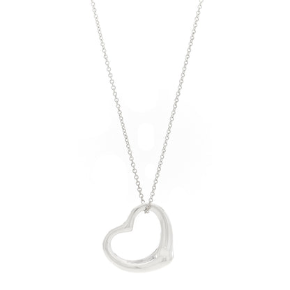 Tiffany Sterling Silver 27mm Elsa Peretti Open Heart Pendant Necklace 1 of 5
