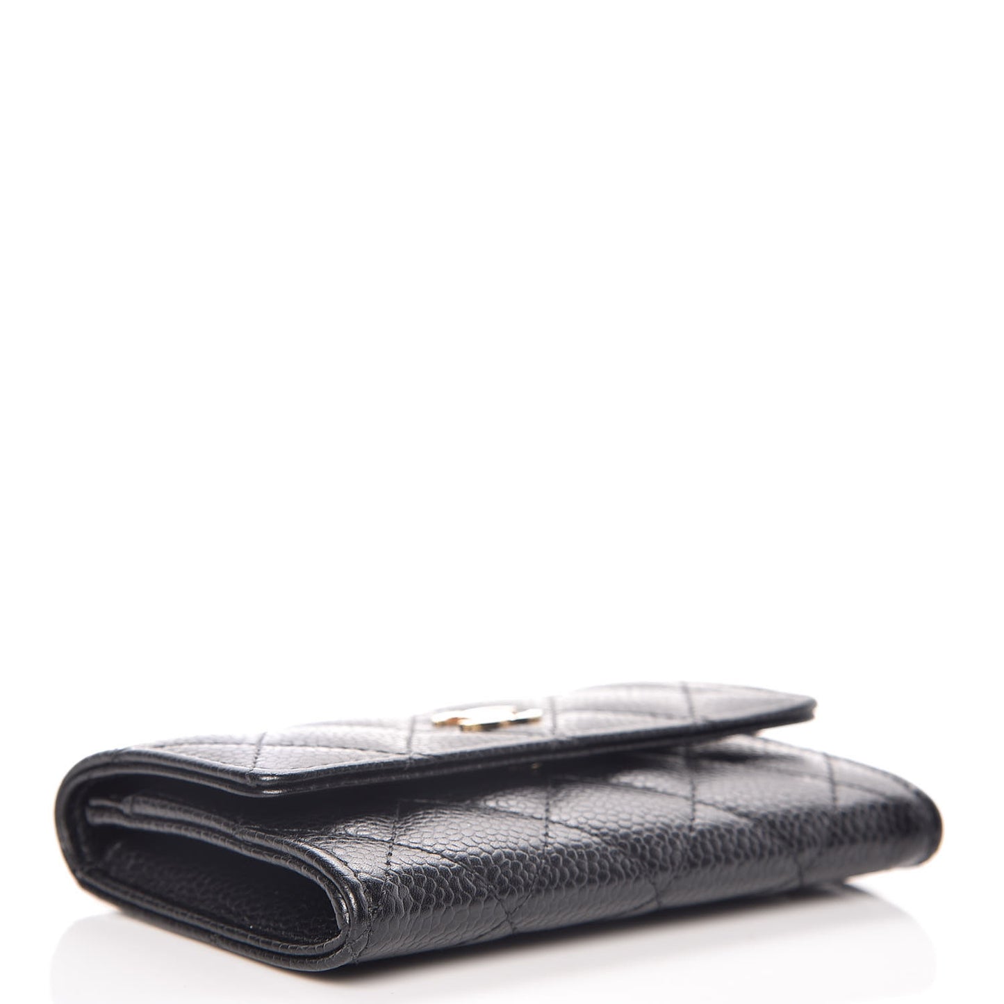 Caviar Quilted Flap Card Holder Black