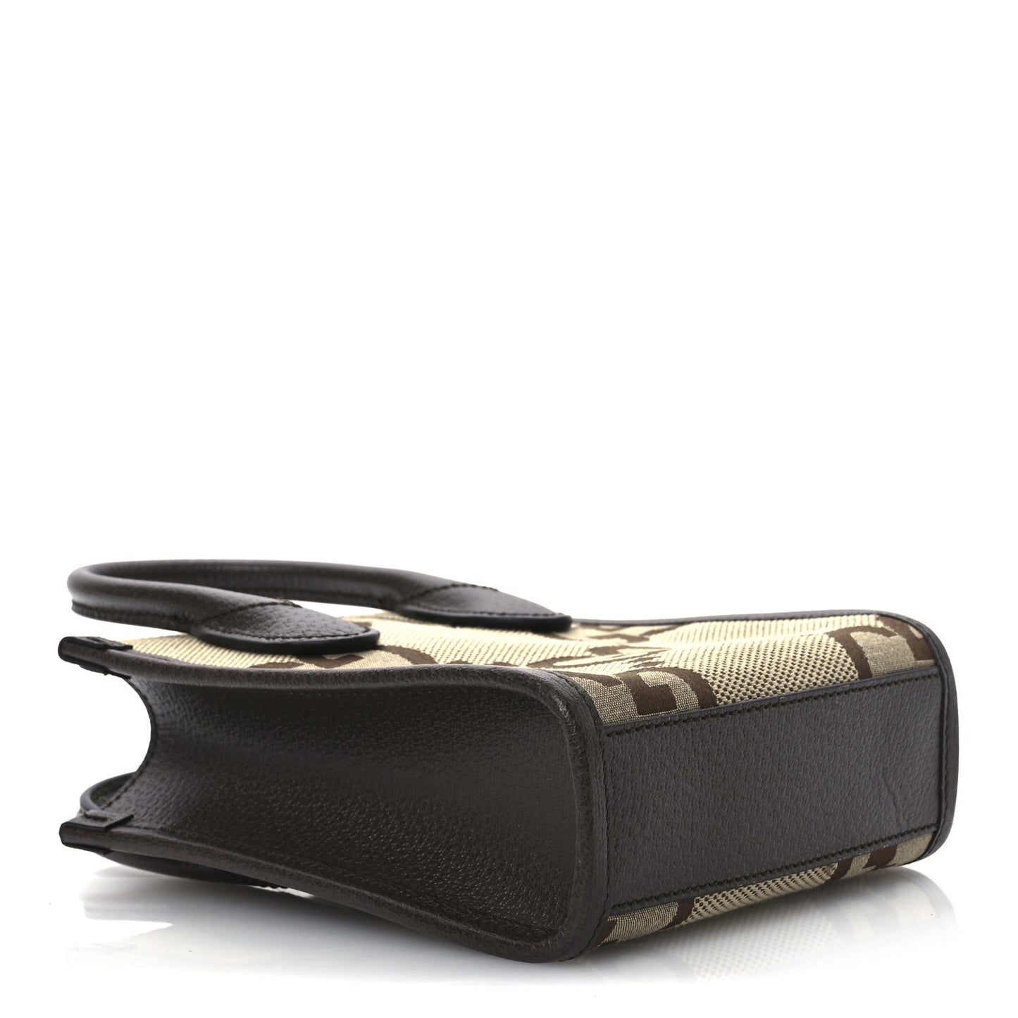 Monogram Jumbo GG Textured Dollar Calfskin Web Mini Vertical Tote Camel Ebony New Acero