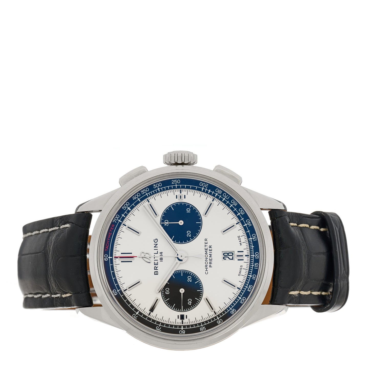 Stainless Steel Alligator 42mm Premier B01 Chronograph Automatic Watch White AB0118221G1P1