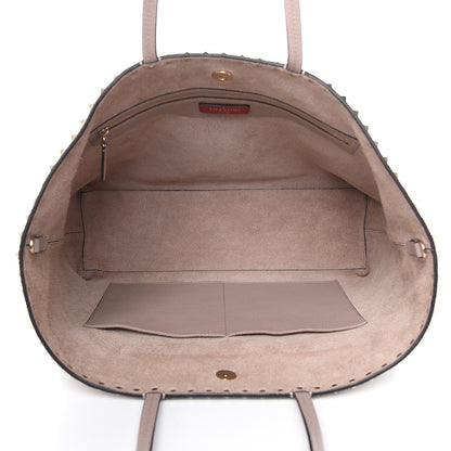Valentino Garavani Grained Calfskin Rockstud Shoulder Tote Poudre 5 of 11