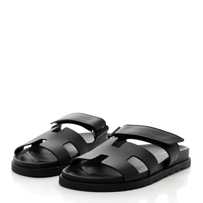 Hermes Calfskin Womens Chypre Sandals 39 Black 3 of 9