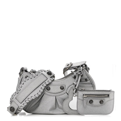 Balenciaga Sparkling Fabric Le Cagole Shoulder Bag XS Silver 1 of 10